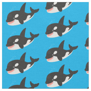 Tissu Amusante baleine orque mignonne dessin animé