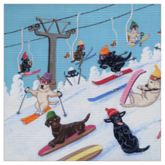 Tissu Amusement Labradors de ski d'hiver