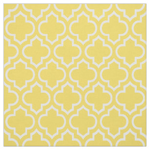 Tissu Ananas Jaune, Quatrefoil Marocain Blanc #6