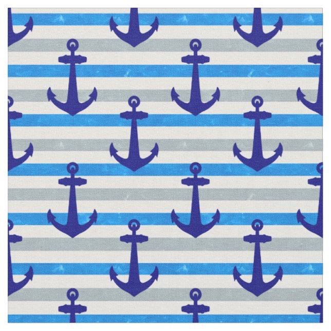 Tissu Ancre Nautique Avec Bleu (Fermer)