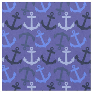 Tissu Ancres Aweigh ! Ancres Bleues de la Marine Fabric