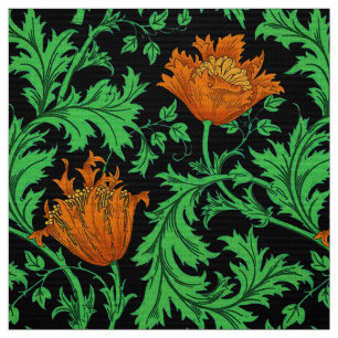 Tissu Anémone, orange, vert et noir de William Morris