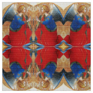TISSU ANGE EN ROUGE OR ET BLEU