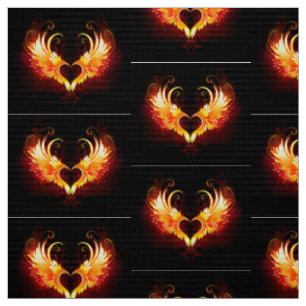 Tissu Angel Fire Heart with Wings