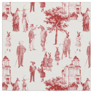 Tissu animal victorien antique toile anthropomorphique r
