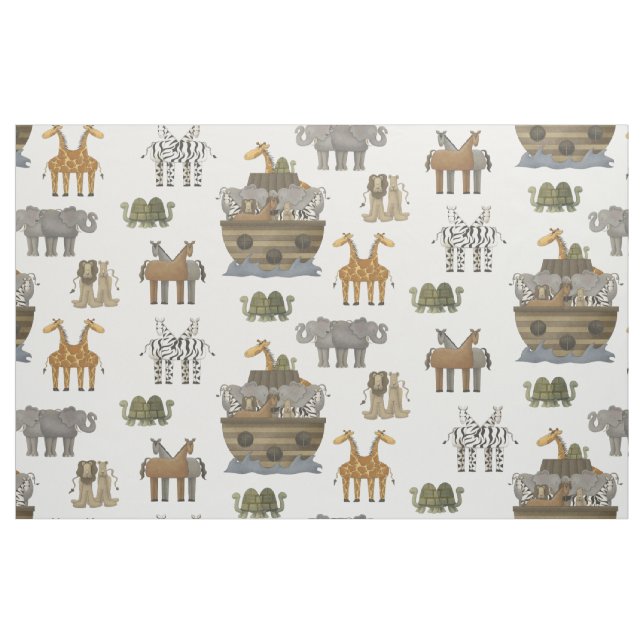 Tissu Animaux d'arche Noahs Primitifs (Fat Quarter)