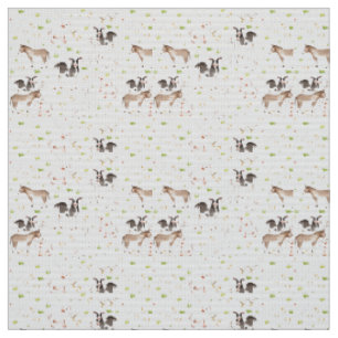 Tissu Animaux tirés par la main d'aquarelle à la ferme