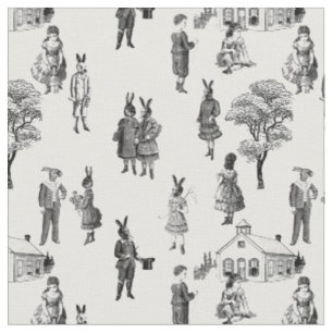 Tissu animaux victoriens antiques enfants toile blanche
