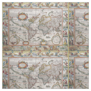 Tissu antique de coutume de carte du monde