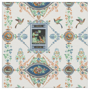 Tissu Antique Victorian Era Aesop's Fable Motif Print