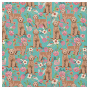 Tissu Apricot Golden Doodle vintage floral turquoise