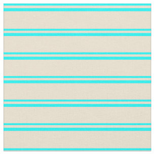Tissu Aqua & Beige Coloured Linked/Striped Motif