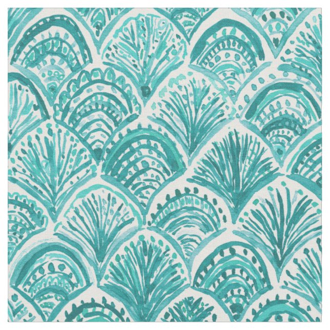 Tissu Aqua COMME un motif nautique d'échelles de (Fermer)