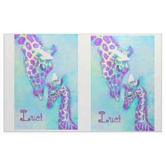 Tissu Aqua et dessus pourpre d'édredon de girafe
