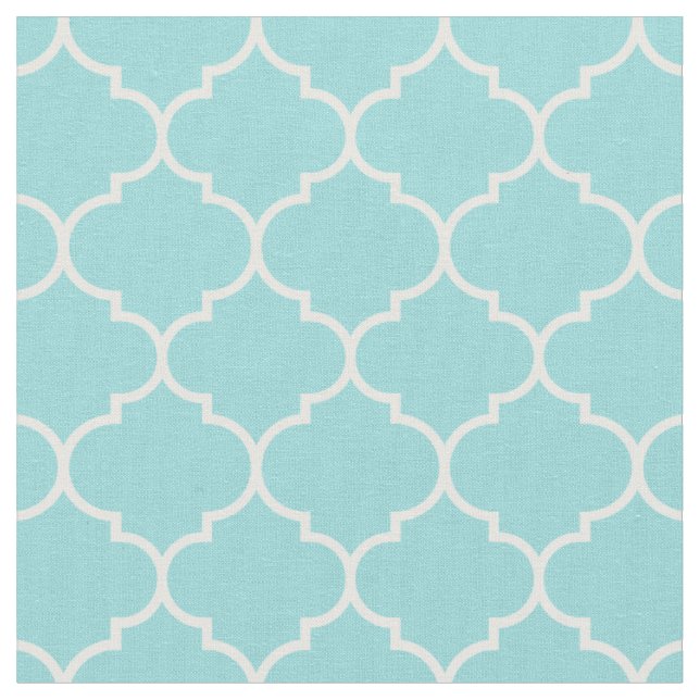 Tissu Aqua et White de la compagnie marocaine Quatrefoil (Fermer)