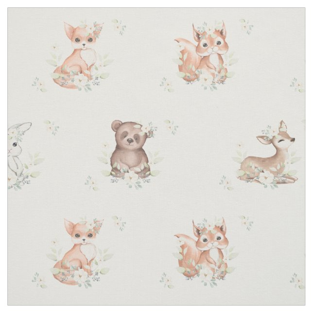 Tissu Aquarelle Bois Animaux Baby Nursery (Échantillon)