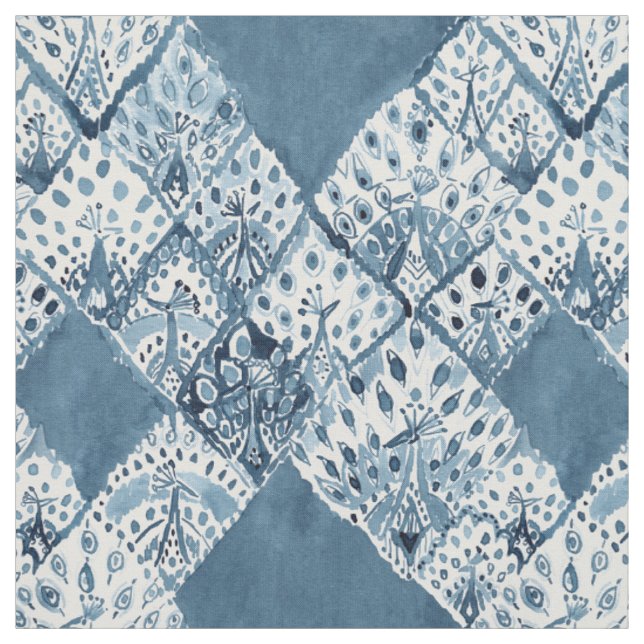 Tissu Aquarelle chic de Boho de marine de PATCHWORK de (Échantillon)
