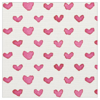 Tissu Aquarelle Coeurs Fabric Motif
