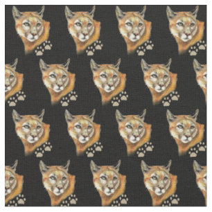 Tissu Aquarelle Cougar Tracks Wild Animal Nature Art