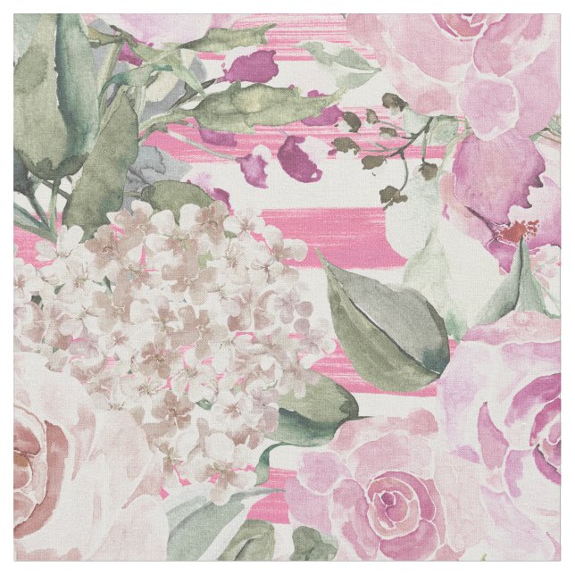 Tissu Aquarelle couleur vert pastel vert floral (Fermer)