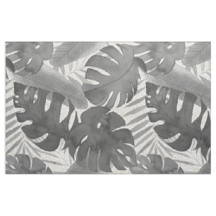Tissu Aquarelle de Luana Feuilles gris tropicaux