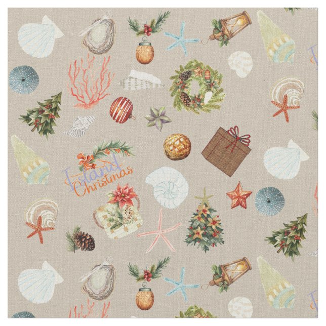 Tissu Aquarelle de Noël de l'île tropicale (Fermer)