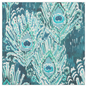 Tissu Aquarelle de Teal de plume de Peacocky