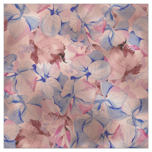 Tissu Aquarelle d'or bleu marine rousse rose d'or floral