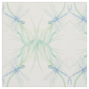 FQ bleu blanc gris LIBELLULES DRAGONFLY Tissu Remnant 22" x 18" Artisanat de Couture