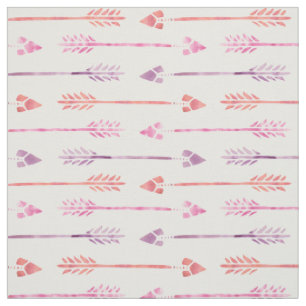 Tissu Aquarelle Flèches roses et orange