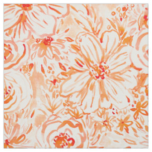 Tissu Aquarelle florale de corail audacieuse de GRAND