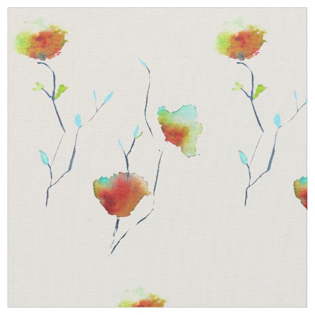 Tissu Aquarelle florale moderne d'art Abstrait (Fermer)