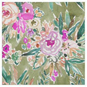 Tissu Aquarelle florale tropicale de la VIE LUXURIANTE