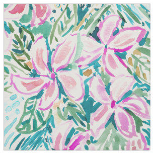 Tissu Aquarelle florale tropicale de PARADIS de PLUMERIA