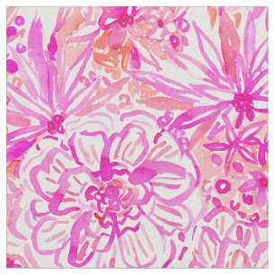 Tissu Aquarelle florale tropicale de rose