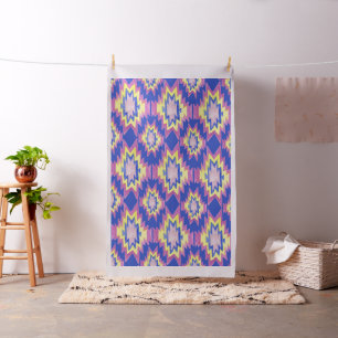 Tissu Aquarelle géométrique Boho jaune violet Motif