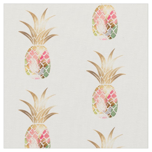 Tissu Aquarelle Gold Pineapple Fabric (Fermer)