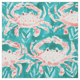 Tissu Aquarelle lunatique nautique ALLÉE de crabe de
