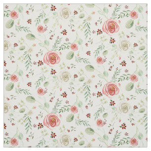 Tissu Aquarelle moderne Floral Rose Blanc Floral Folio