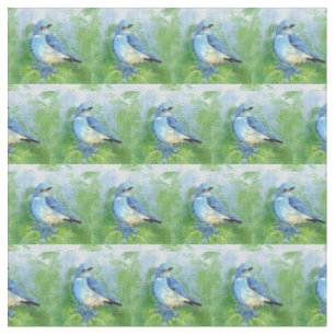 Tissu Aquarelle Montagne Bluebird Oiseau Nature Art