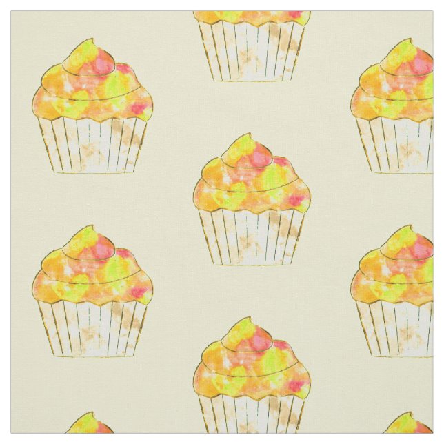 Tissu Aquarelle Motif de peinture Cupcake (Échantillon)