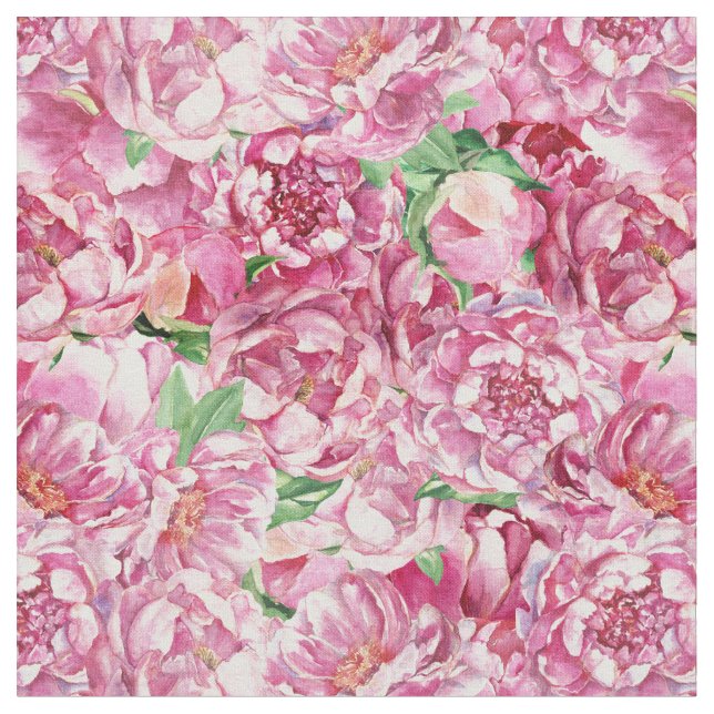 Tissu Aquarelle Pink Peonies (Fermer)