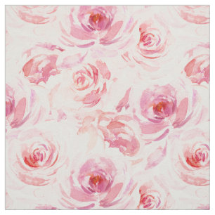 Tissu Aquarelle rose pâle Rose floral
