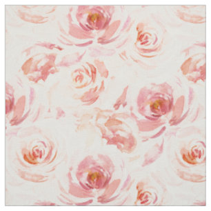 Tissu Aquarelle rose pâle Rose floral