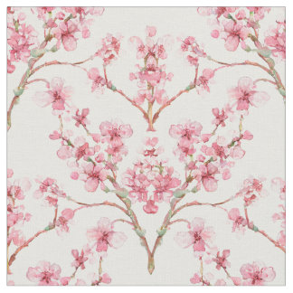 Tissu Aquarelle Sakura Cherry Blossom Damask