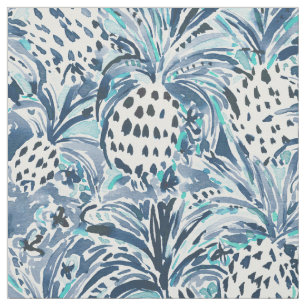 Tissu Aquarelle TROPICALE d'ananas d'indigo de SITCH