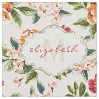 Tissu Aquarelle Vintage de Monogramme