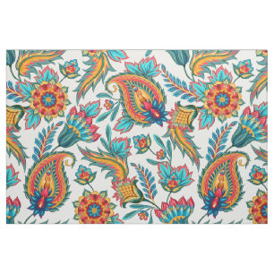Tissu Aquarelles colorées Vintage Floral Paisley
