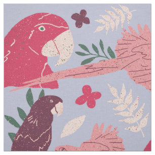 Tissu Ara Parrot Motif de feuilles tropicales de Bourgog