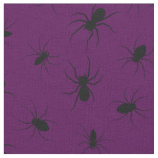 Tissu Araignées Gothique Halloween Noir Profond Violet